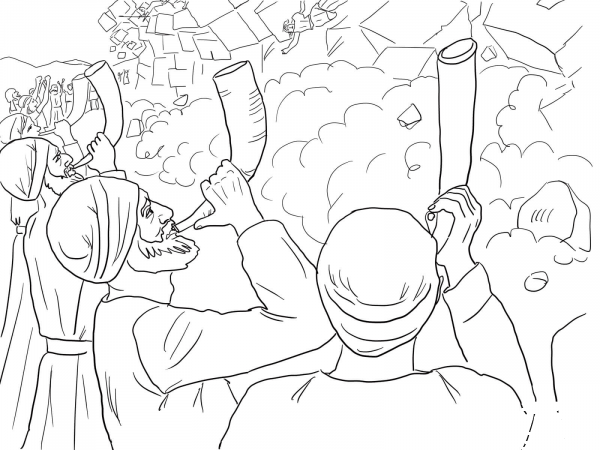 Walls of Jericho Falling coloring page image