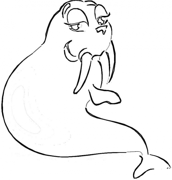Walrus Girl  coloring page image