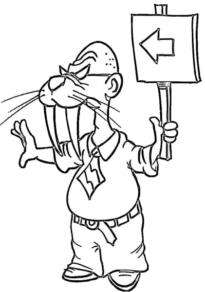 Walrus Shows The Way  coloring page image