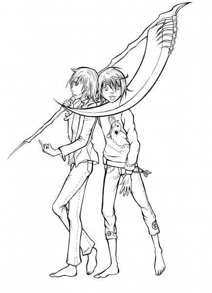 Wanijima Akito and Wanijima Agito from Manga Air Gear (Hepburn) coloring page image