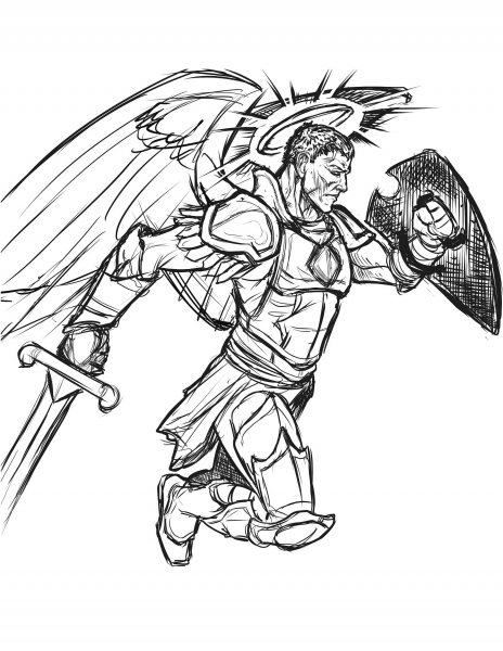 Warrior Angel coloring page image