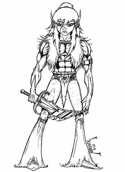 Warrior Elf coloring page image