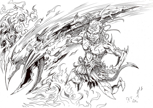 Warrior of Hell coloring page image
