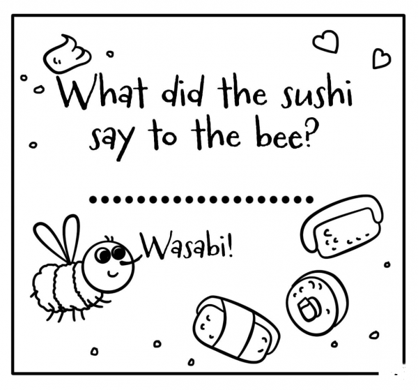 Wasabi – Encouraging Jokes Lunch Note coloring page image