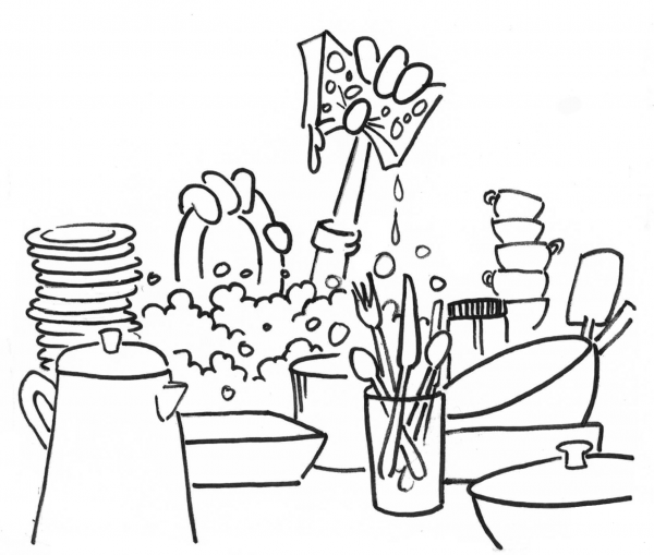 Washing Dishes coloring page image