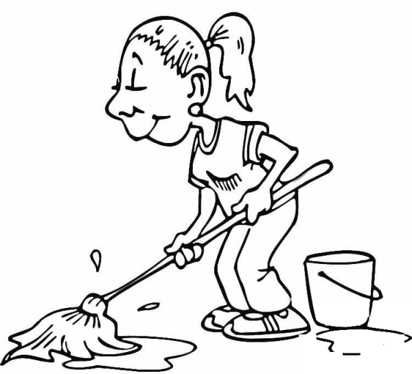 Washing the Floor  coloring page image