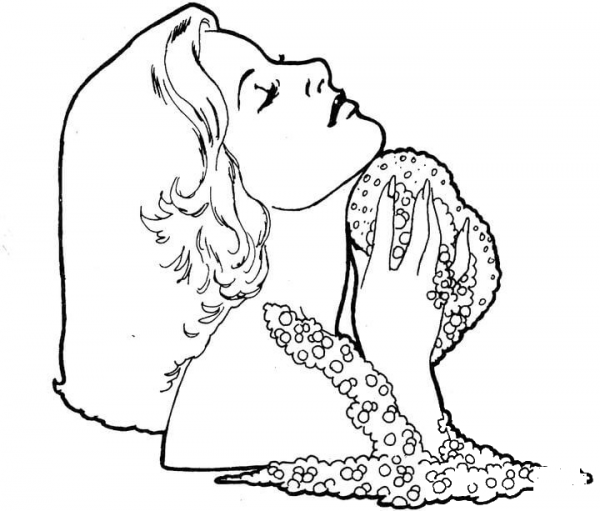 Washing the Neck  coloring page image