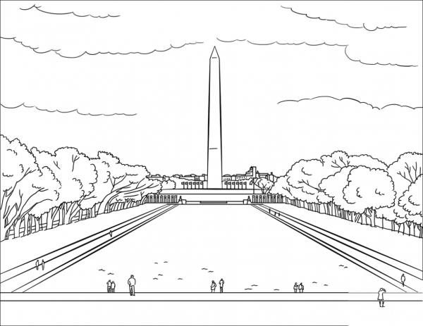 Washington Monument coloring page image