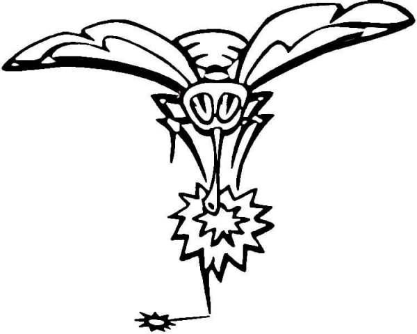 Wasp on the Flower  coloring page image