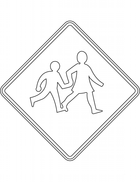 “Watch for Children Crossing” Sign in New Zealand coloring page image