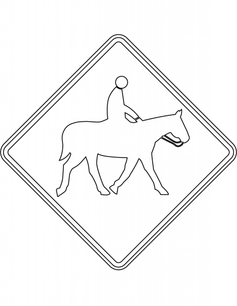“Watch for Horses” Sign in New Zealand coloring page image