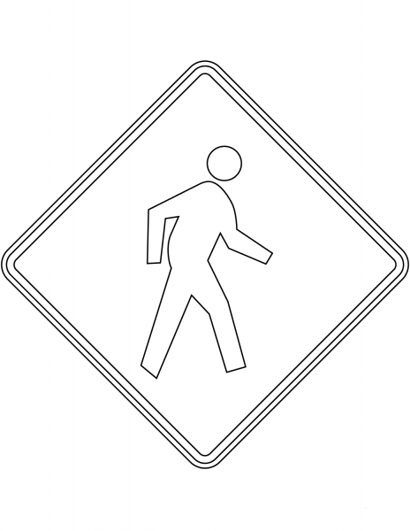 “Watch for Pedestrians Crossing” Sign in New Zealand coloring page image
