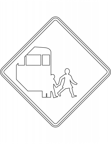 “Watch for School Buses” Sign in New Zealand coloring page image