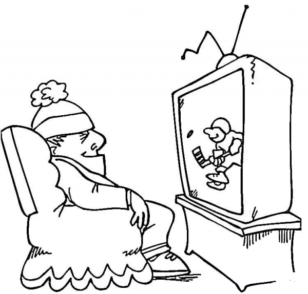 Watching Hockey  coloring page image