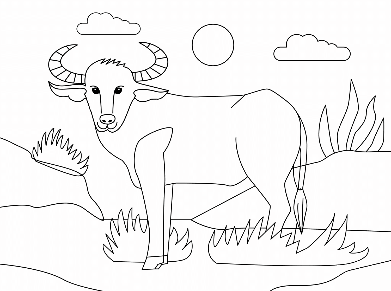 Water Buffalo coloring page - ColouringPages