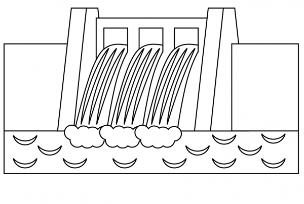 Water Dam coloring page image