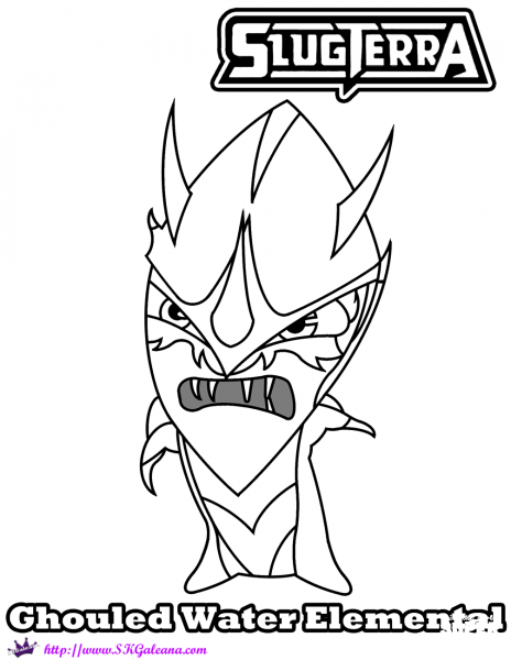 Water Elemental Ghouled coloring page image