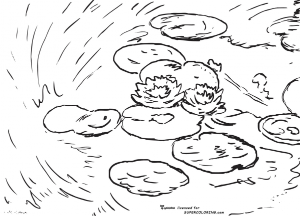 Water Lilies Evening Effect By Claude Monet coloring page image