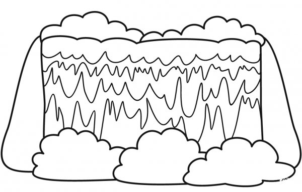 Waterfall coloring page image