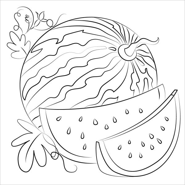 Watermelon coloring page image