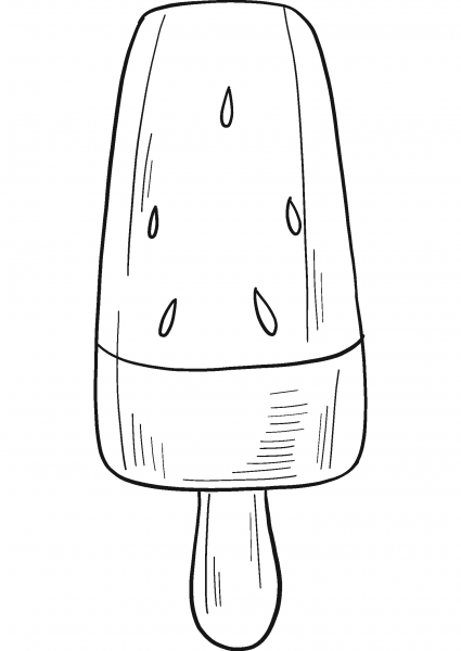 Watermelon Popsicle coloring page image