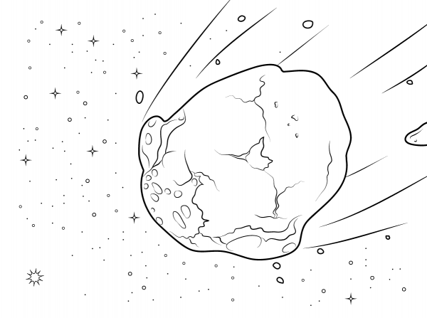 Watery asteroid coloring page image