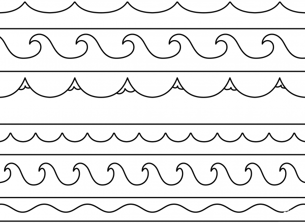 Waves coloring page image