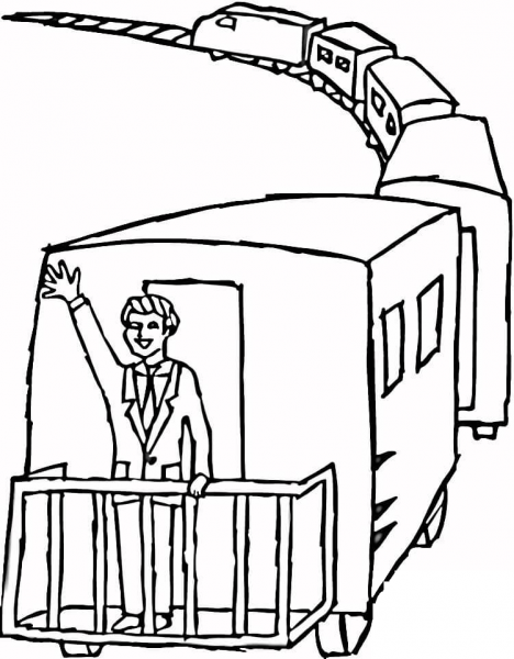 Waving from Caboose  coloring page image