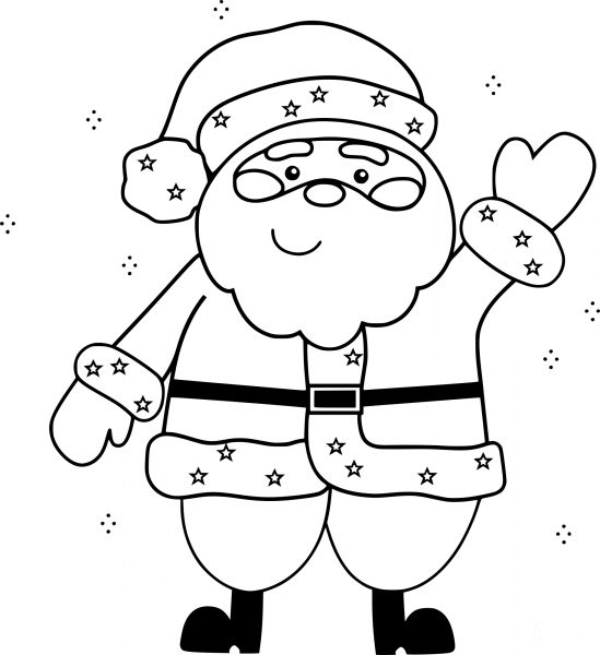 Waving Santa coloring page image