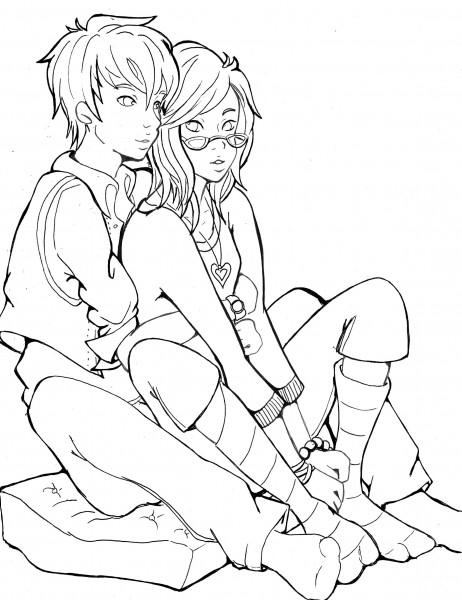 We Can Share One Pillow  coloring page image