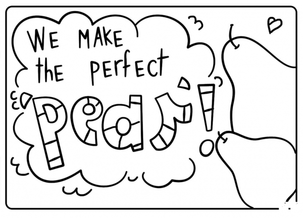 We Make the Perfect Pear – Encouraging Notes with Fruits coloring page image