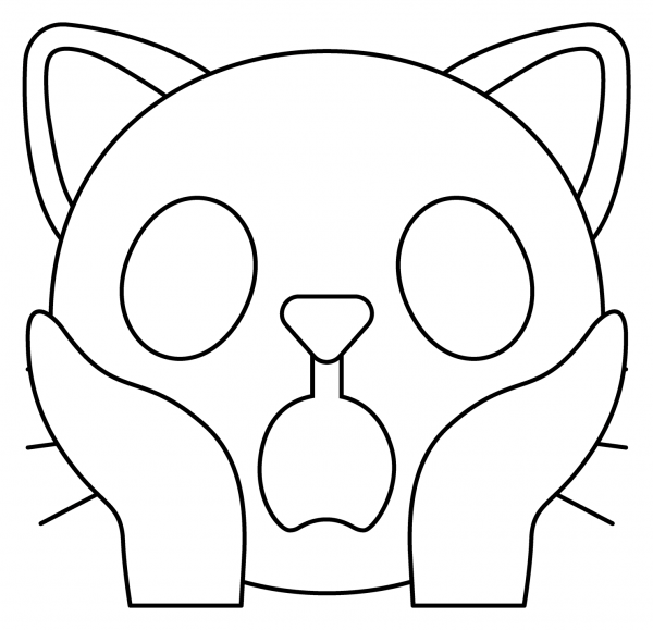 Weary Cat Emoji coloring page image