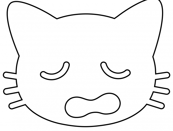 Weary Cat Emoji coloring page image