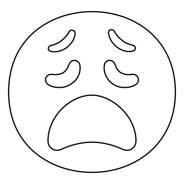 Weary Face Emoji coloring page image