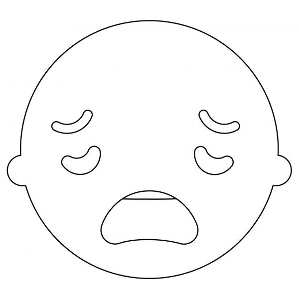 Weary Face Emoji coloring page image