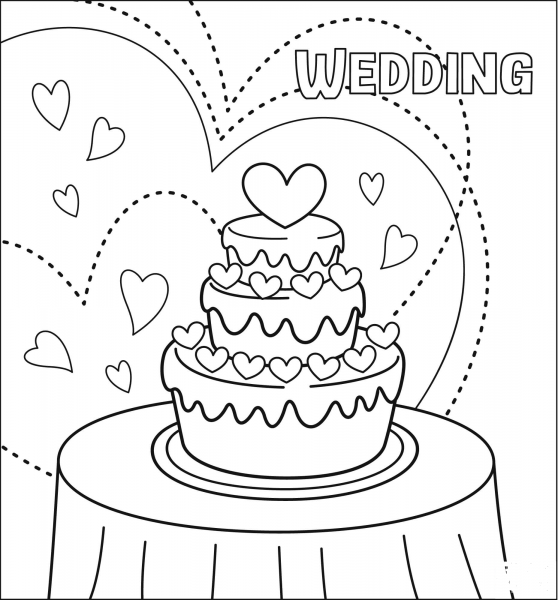 Wedding Cake coloring page image