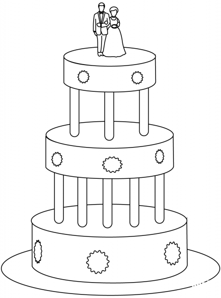 Wedding Cake coloring page image
