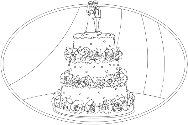 Wedding Cake coloring page image