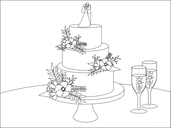 Wedding Cake coloring page image