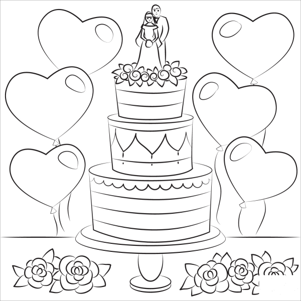 Wedding Cake coloring page image