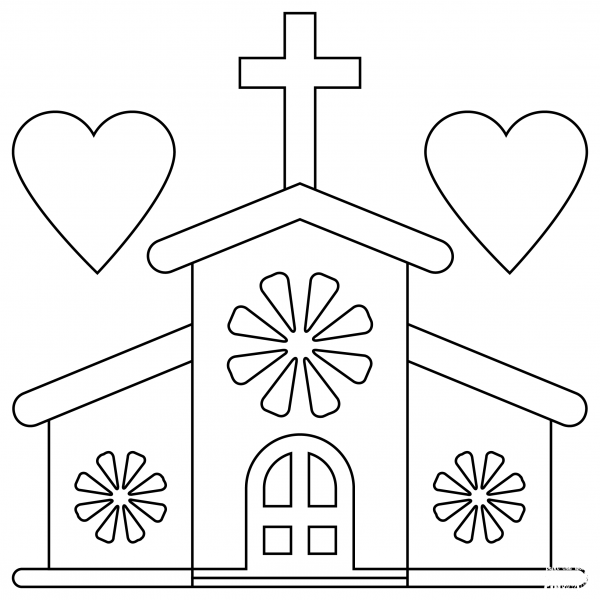 Wedding Church coloring page image