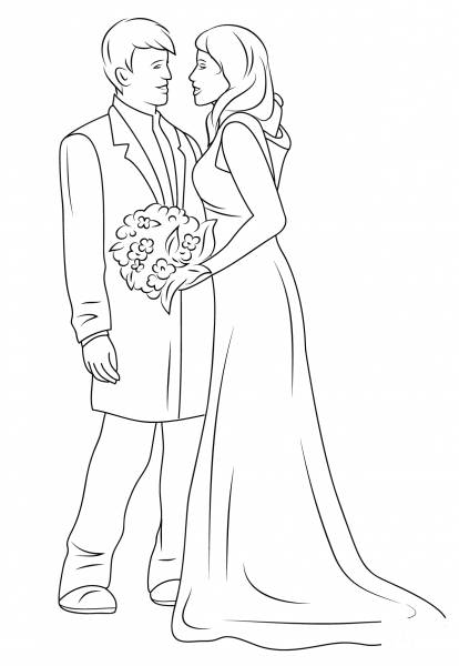 Wedding Couple coloring page image