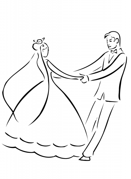 Wedding First Dance coloring page image