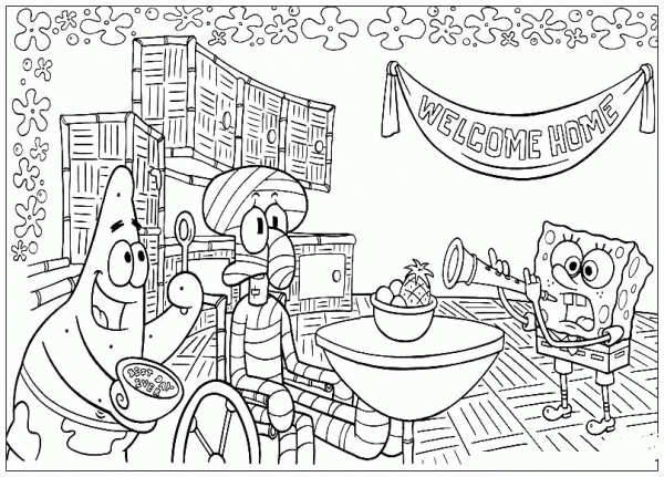 Welcome Home Squidward coloring page image