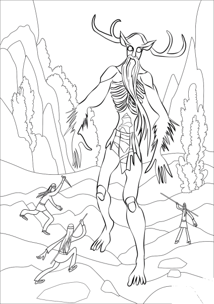 Wendigo coloring page image