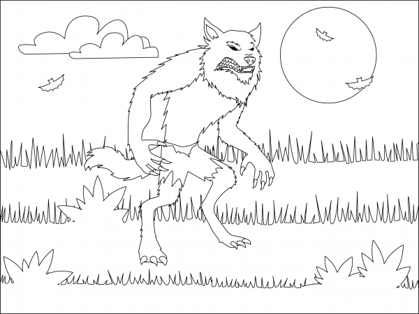 Werewolf coloring page image