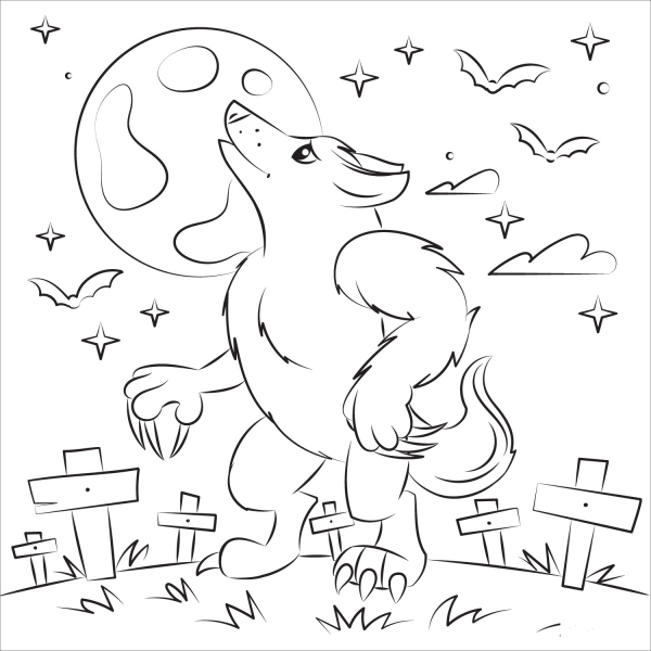 Werewolf coloring page image