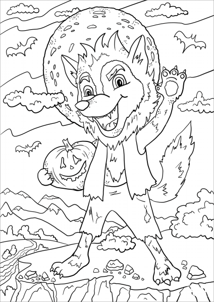 Werewolf coloring page image