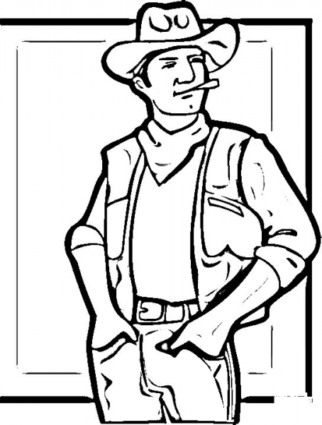 Western Man  coloring page image
