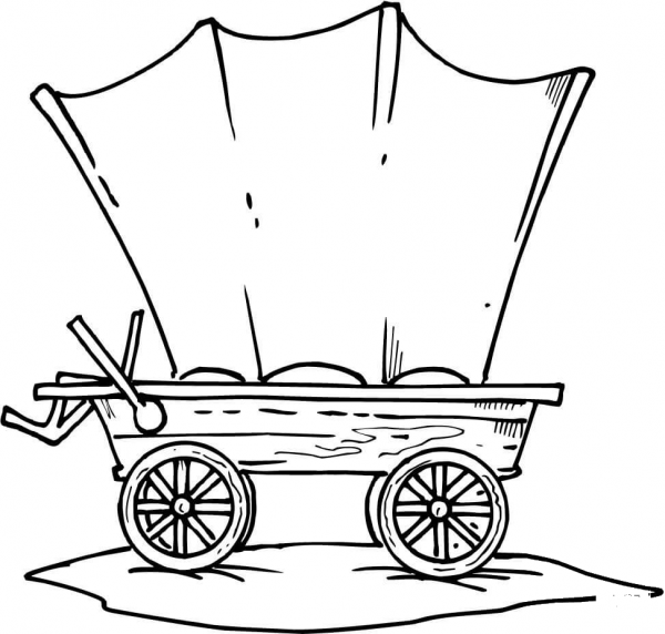 Western Wagon coloring page image